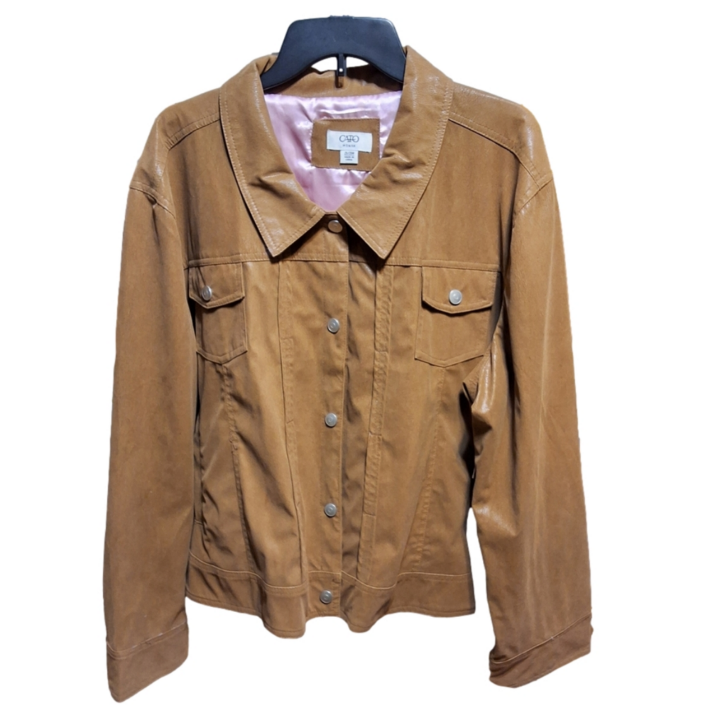 Cato Beige Faux Leather Jacket Size 26/28 W